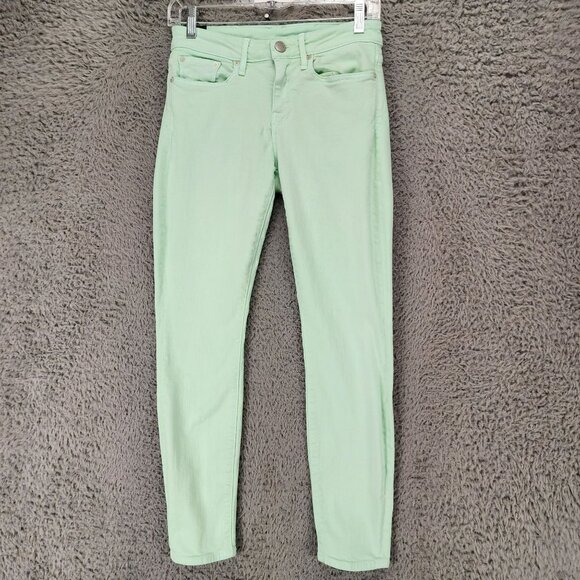 Vince Jeans Womens 27 Green Stretch Mid Rise Ankle Skinny - Picture 1 of 14